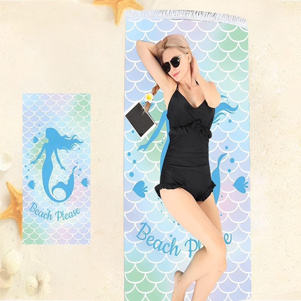PLUSHOME Toalla de Playa Rectangular 90x170cm de Microfibra Alta Calidad