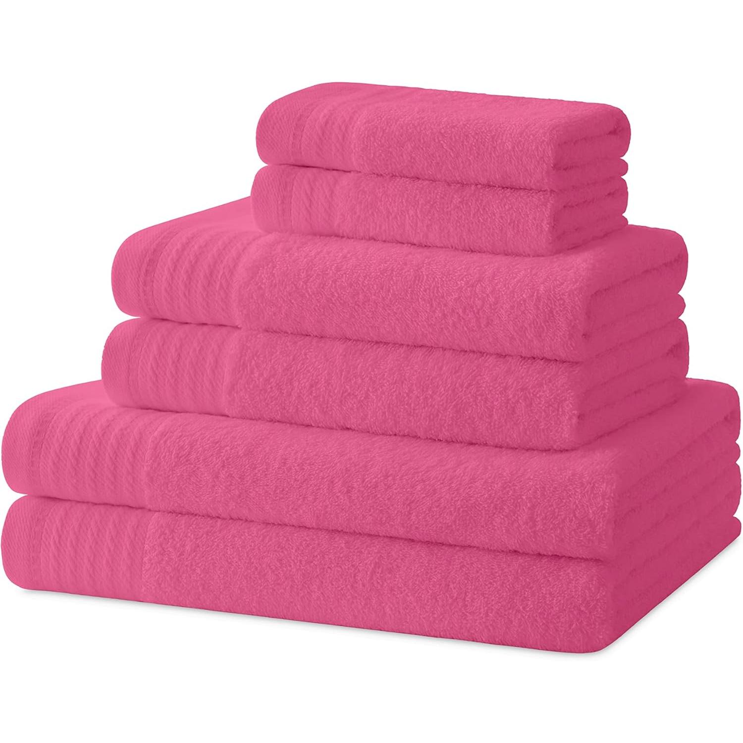 juego de toallas color fucsia 100%algodon 500gsm-,Color Liso,Suave, Absorbente
