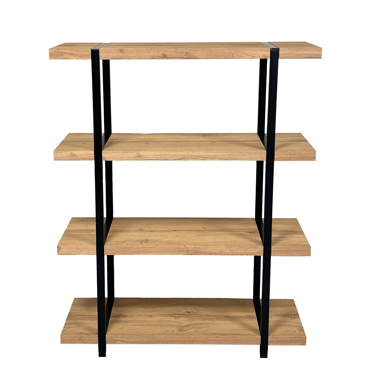 Estanteria 4 baldas dm y laminamelamina, metal negro 100x30x130cm