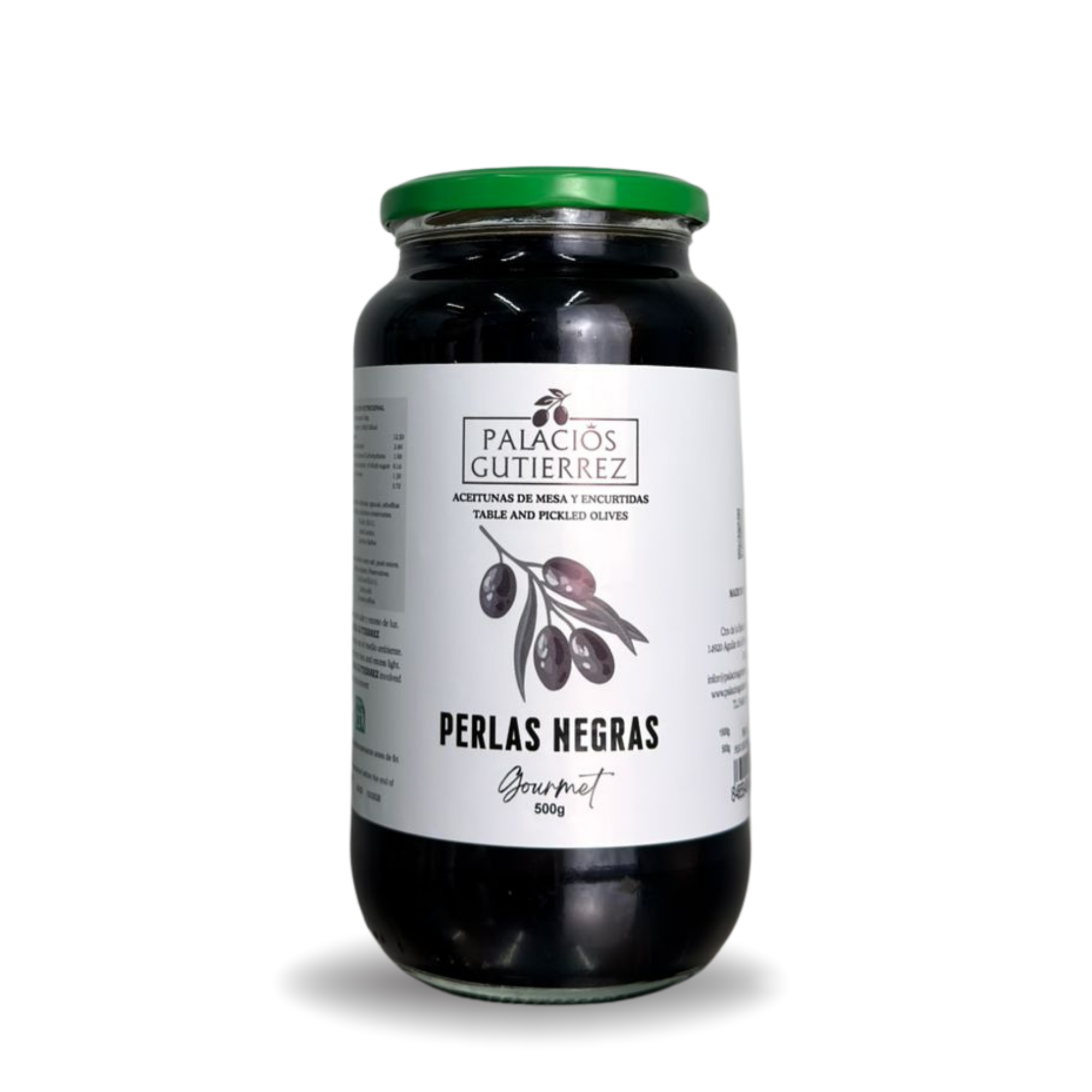 PALACIOS GUTIÉRREZ - ACEITUNAS PERLAS NEGRAS GOURMET 500 G