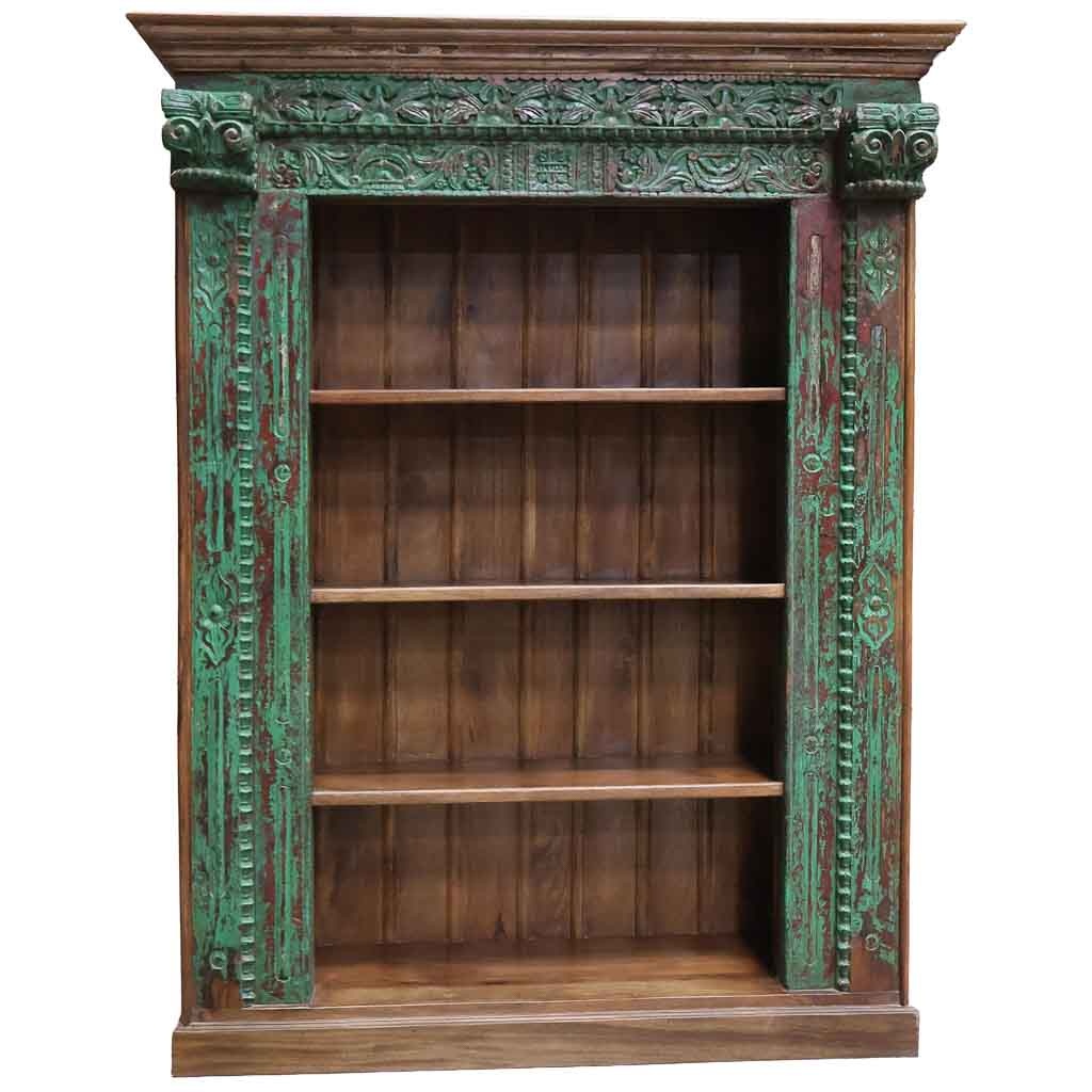 Wonderlust Deco - Estantería libreria de madera artesanal verde 166x53x213h cm Verde 166x53x213h cm
