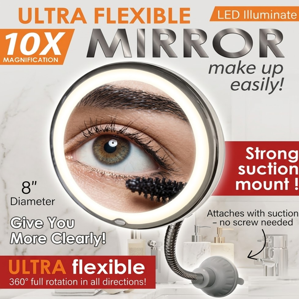 Espejo Flexible De Aumento Con Luz Incorporada.