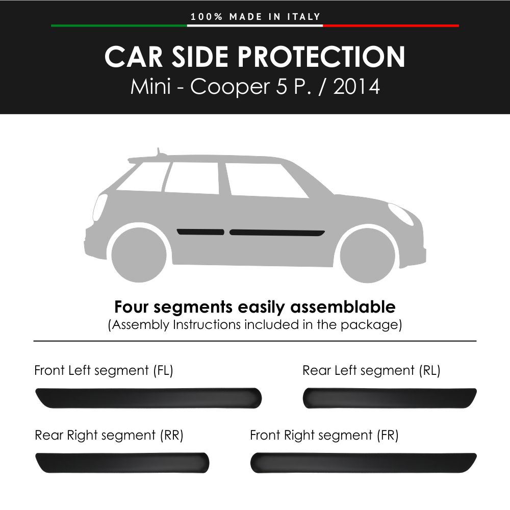 Molduras laterales de parachoques Mini Cooper 5P. 2014 con adhesivo de doble cara 3M