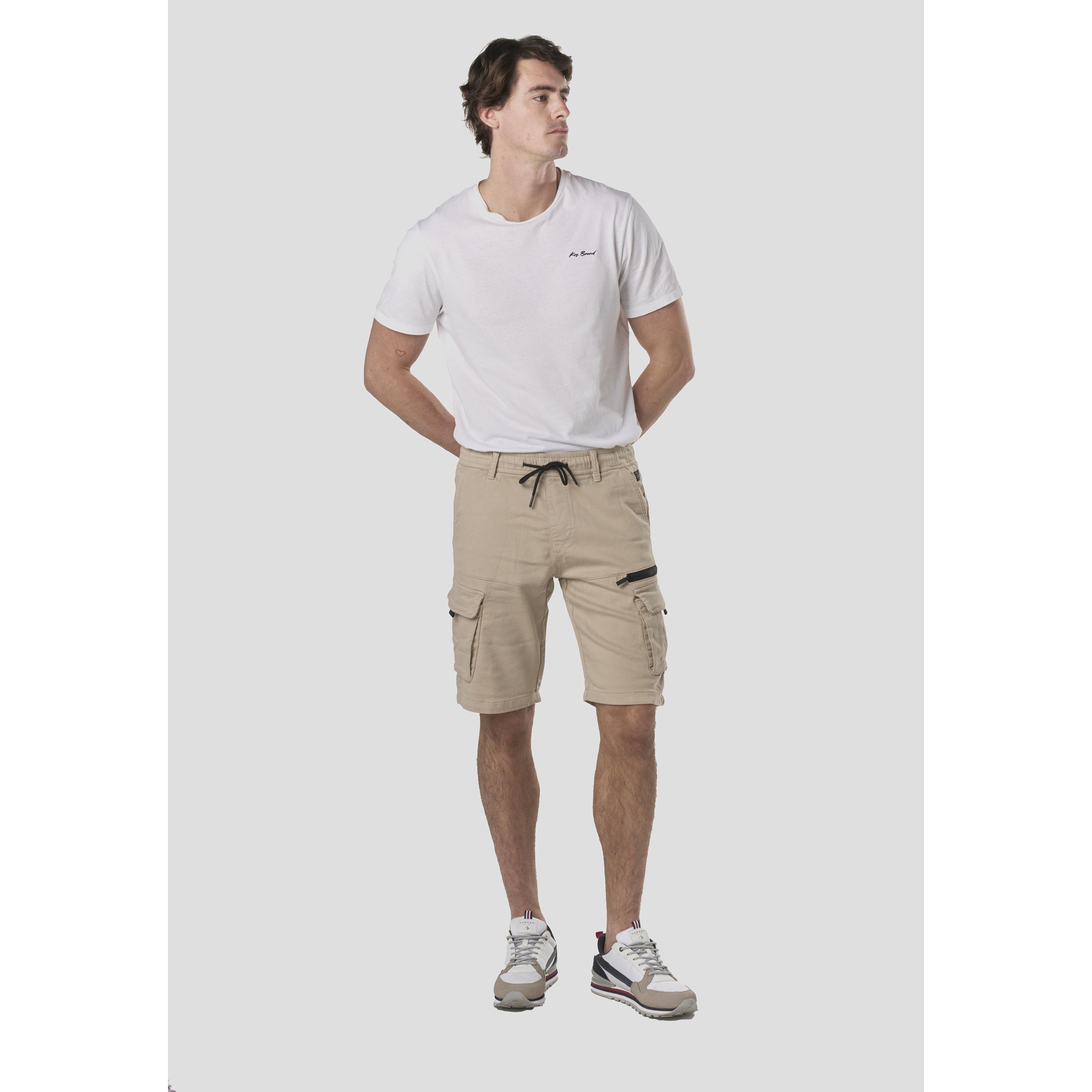 Koroshi - Short cargo deportivo para hombre Koroshi Short Hombre Cargo Deportivo Relaxed de algodón elástico con cintura elástica y bolsillos laterales, ideal para entrenar o uso diario en verano