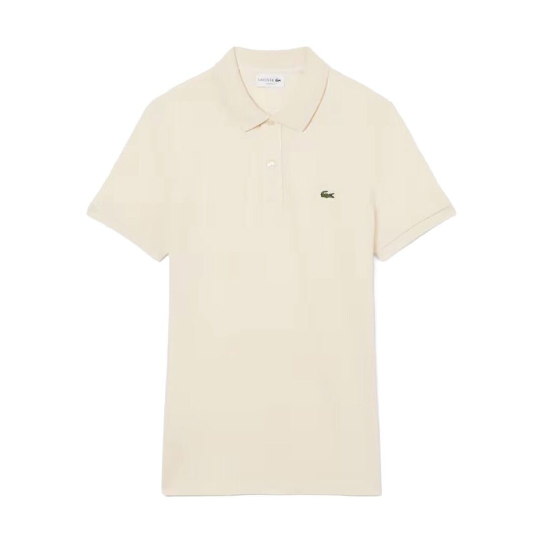 Polo Beige Lacoste de Piqué de Corte Ajustado de Estilo Deportivo y Elegante