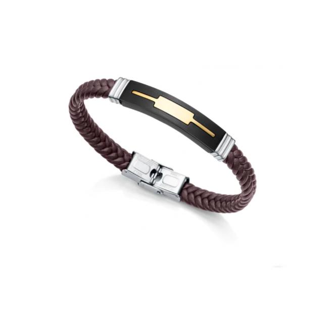 Pulsera Hombre Viceroy Magnum de acero y cuero 1480P01011
