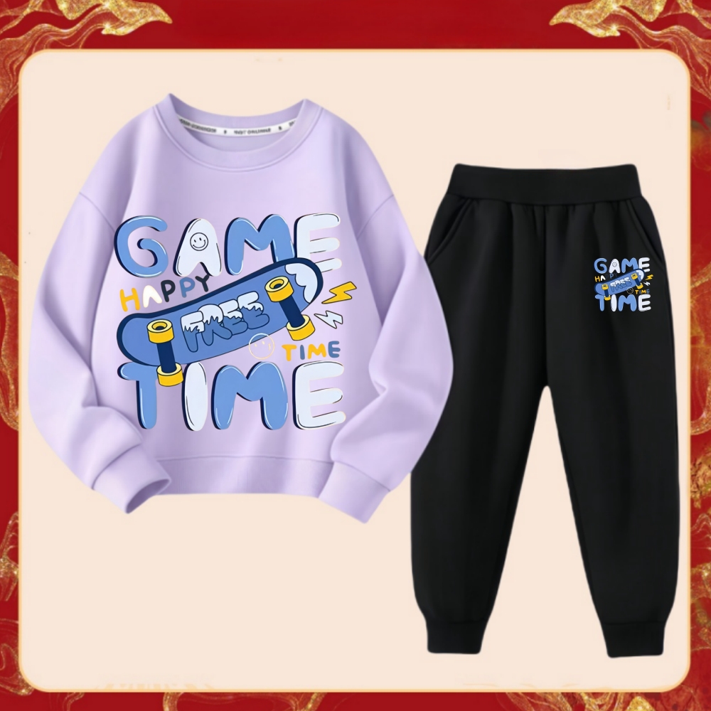TK Conjunto De Ropa Para Niños Primavera 'Juego De Tiempo' Camiseta Impresión Y Pantalones 2 Piezas Traje De Verano Para Bebés Niñas