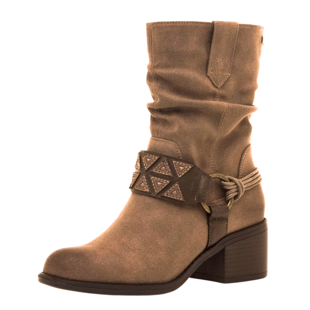 Botín Alto Mustang Modelo Persea Para Mujer, Color Marrón Taupe