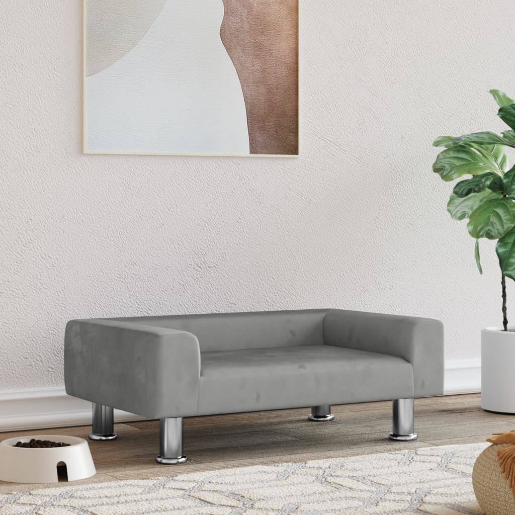 vidaXL Cama para perros de terciopelo 70x45x26,5 cm Color Gris claro,  Gris oscuro,  Marrón y mas