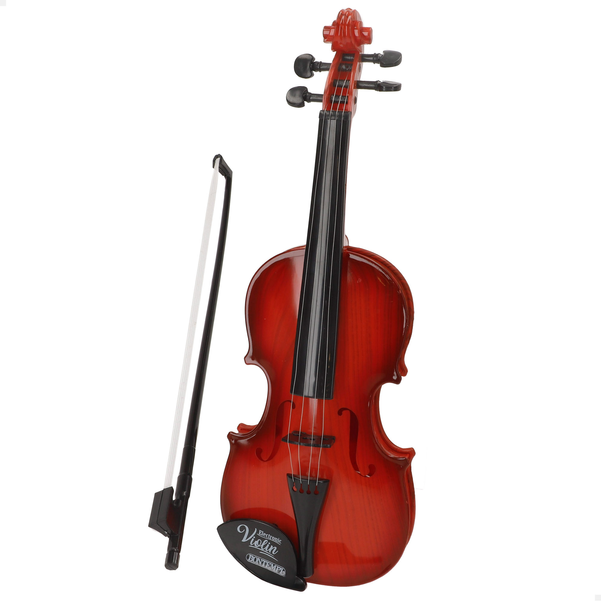 Bontempi - Violín electrónico de juguete para niños, 40 cm con arco, 9 melodías que se activan al tocar las cuerdas, botones para pasar canción o detenerla, diseño tipo madera, ideal para desarrollar la creatividad desde los 3 años