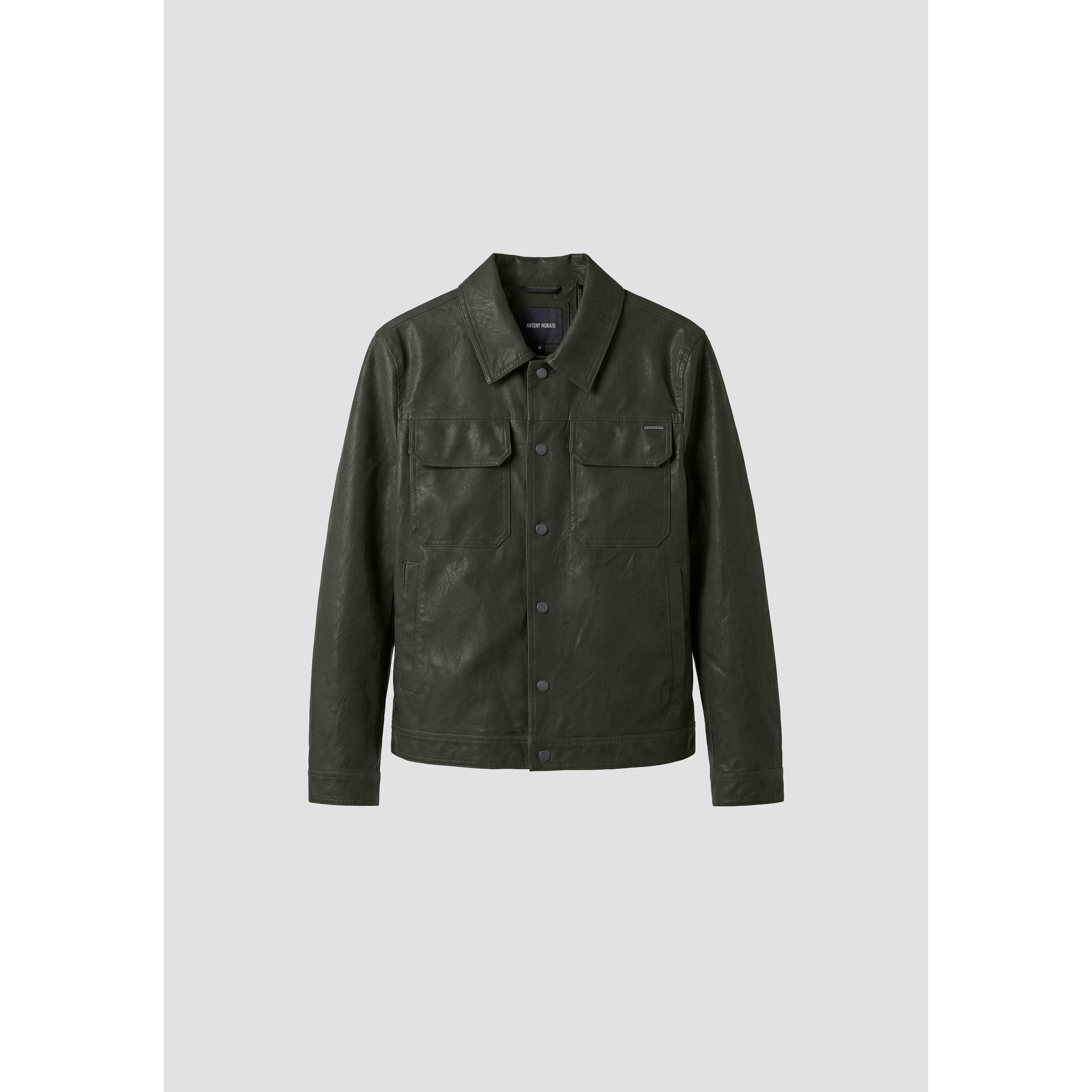 Antony Morato Abrigo verde oliva slim fit en piel sintética 869518