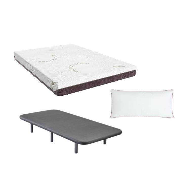 FACTORY COLCHÓN - Pack Colchón Viscoelástico Bamboo + Base Rejilla + Almohada De Fibre