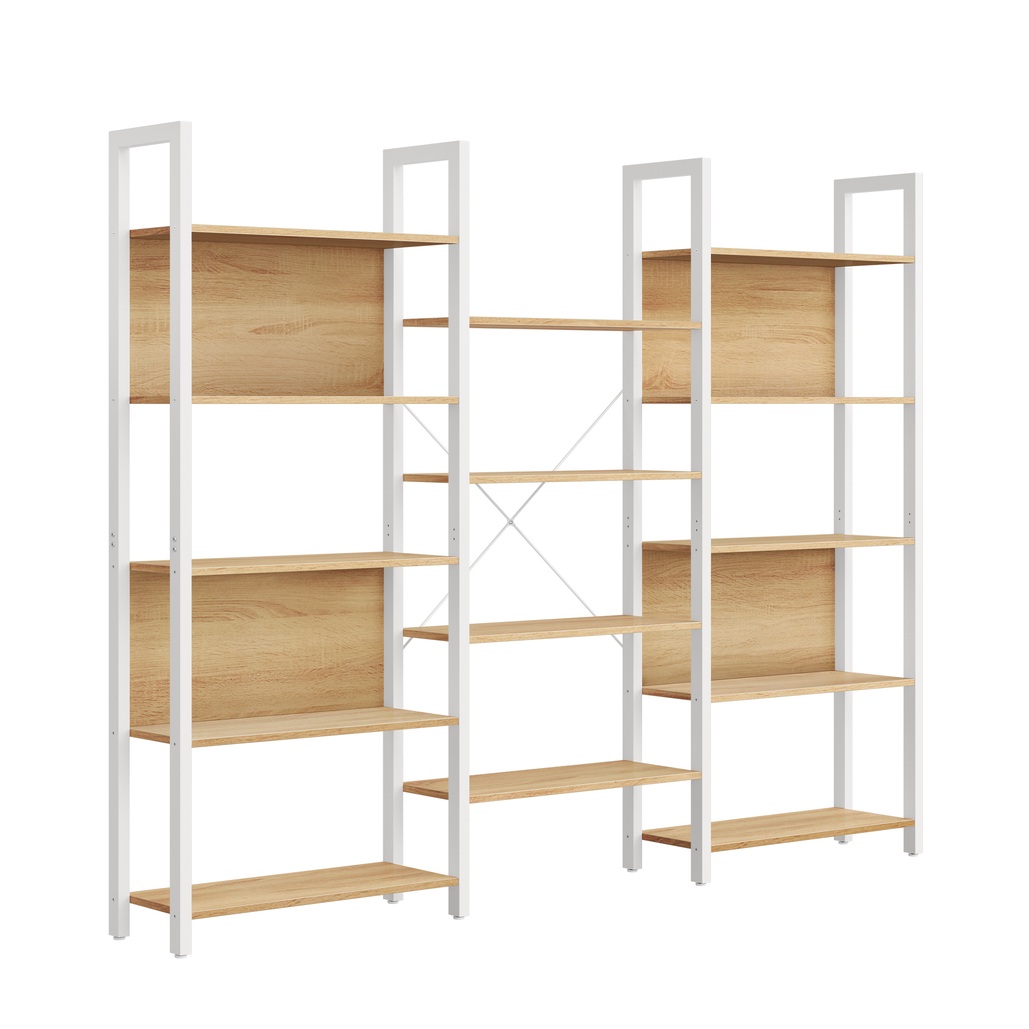VASAGLE Librería, Estantería de Almacenamiento, con 14 Estantes, Marco de Metal, para Sala de Estar, Estudio, Oficina, Estilo Industrial, 24 x 158 x 166 cm, Marrón Camello y Negro Tinta/Marrón Rústico y Negro/Negro Ébano y Negro Tinta/Roble con Grano Azul