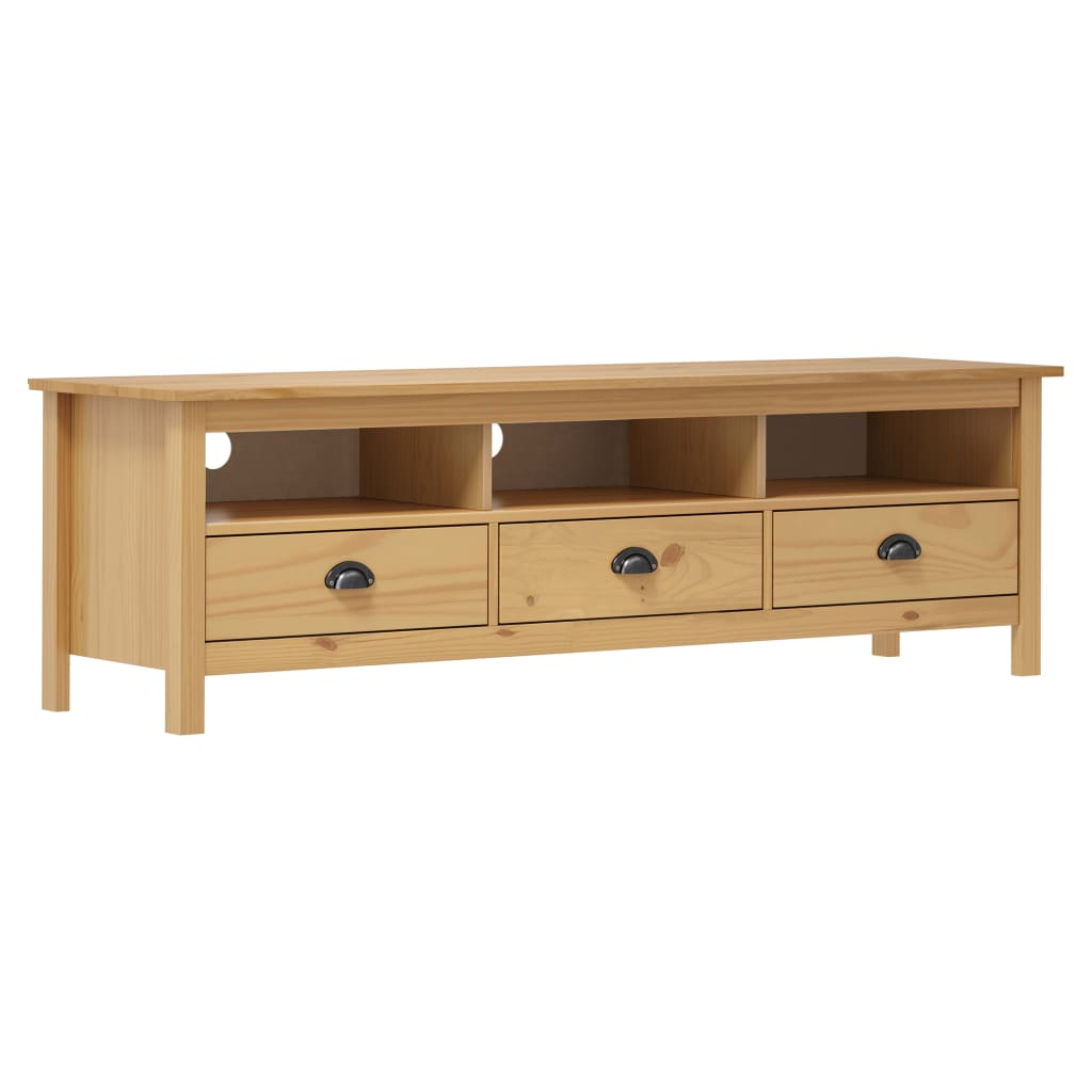 vidaXL Mueble de TV Hill madera maciza pino marrón miel 158x40x47 cm