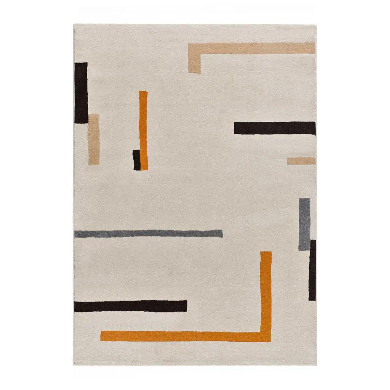 ATTICGO Alfombra interior de estilo geométrico en crema - LESSIA LINEA | 80x150, 120x180, 140x200, 160x230 cm