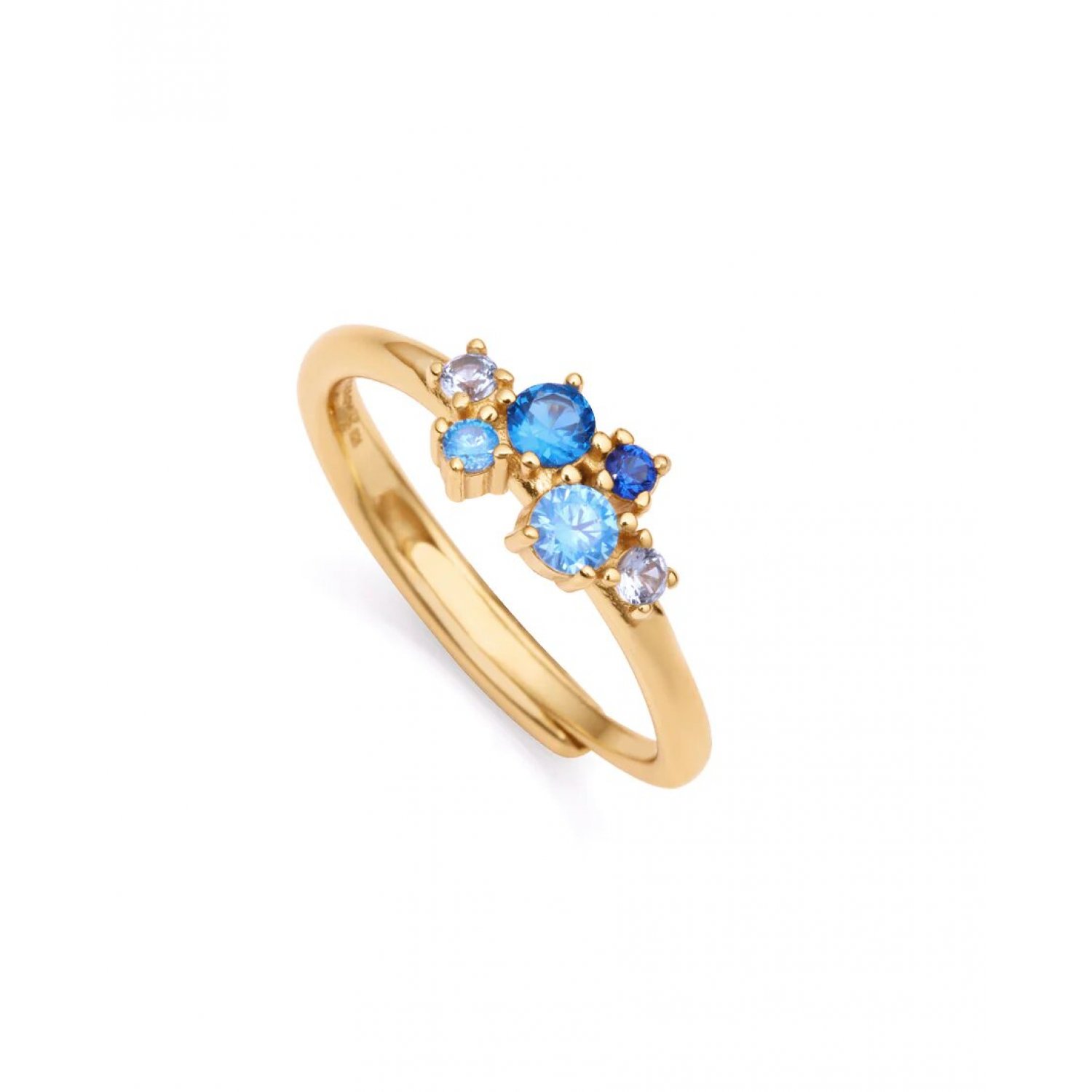Viceroy Anillo Trend de plata de ley bañado en oro con circonitas azules y blancas