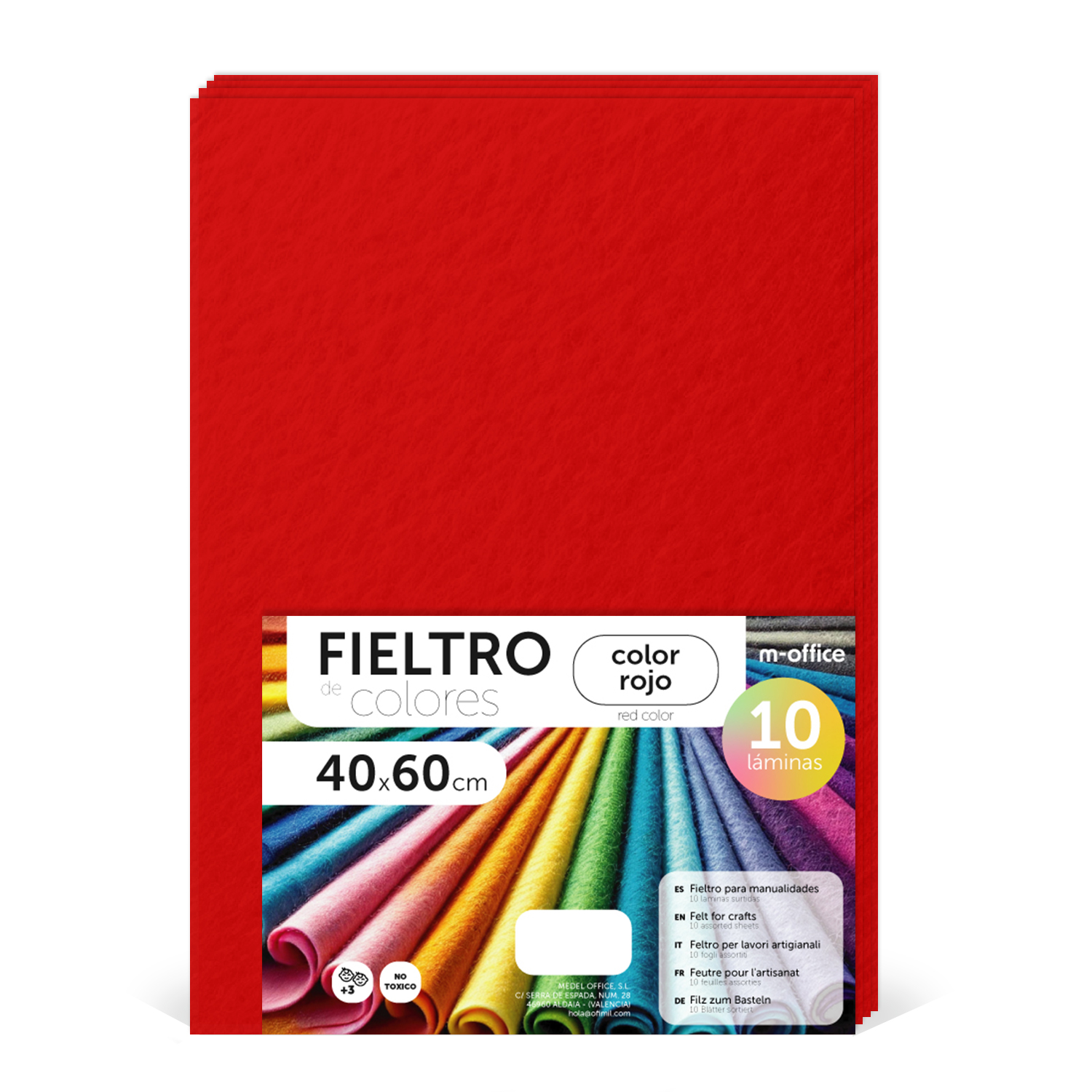 Fieltro para Manualidades, Fieltro de Colores, Suave y Flexible, Material para Costura, Telas Patchwork, Ideal para proyectos DIY, artesanía o decoración, Tamaños Variables - m-office Distintos Colores