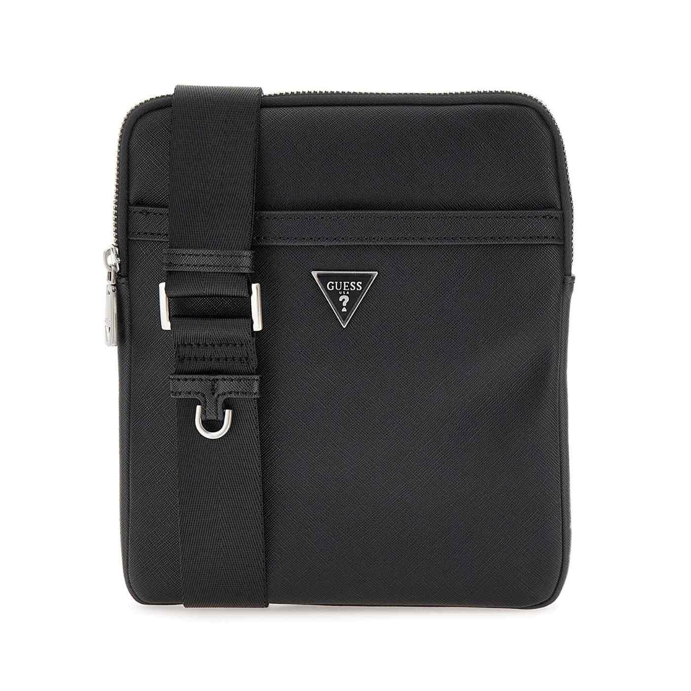 Bolso bandolera Guess Saffiano negro para hombre
