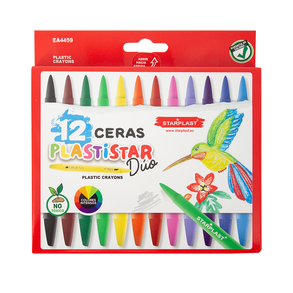 Starplast Ceras Plastistar Triangulares Mini y Normal - 12 y 6 U, Colores Vivos, No Tóxico