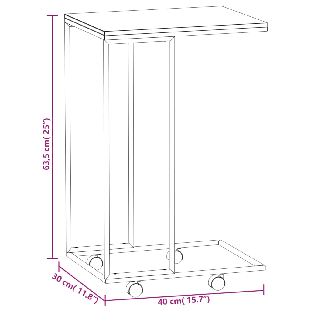 vidaXL Mesa auxiliar con ruedas madera ingeniería blanco 40x30x63,5 cm