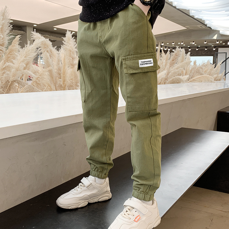 TK Pantalones De Cargo Para Niños Moda Primavera Otoño Con Letras Deportivas Estilo Casual Delgados Cintura Media Talla Verdadera