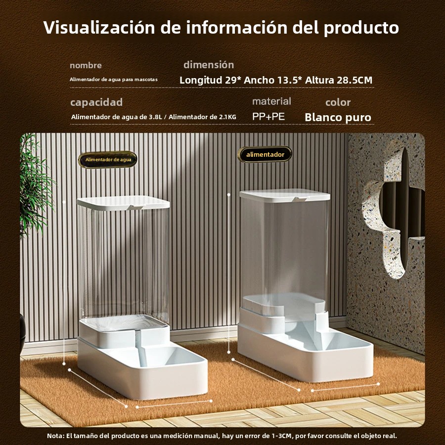 TK Alimentador Automático Para Gatos Y Perros Con Dispensador De Agua Y Contenedor De Alimentos Por Gravedad Plástico Recargable