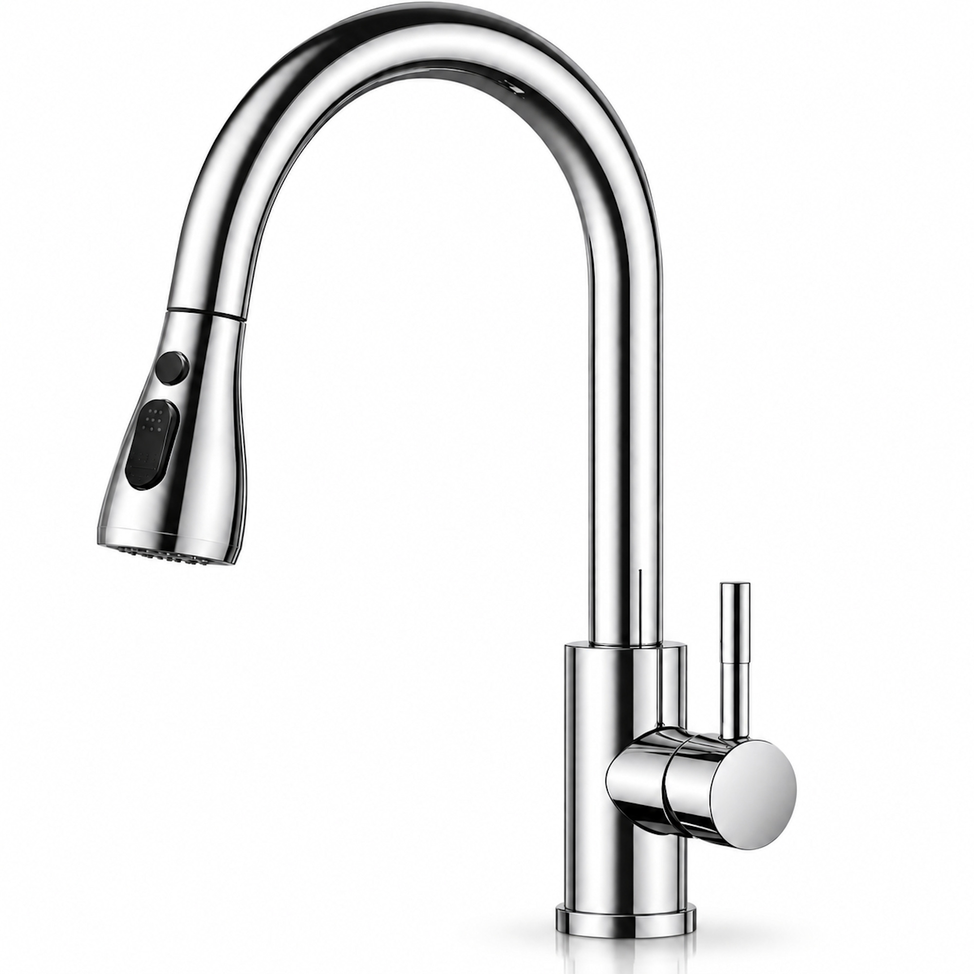 Grifo Fregadero Monomando Extraíble 360° de Acero Inoxidable Ducha 2 en 1, Chorro y Rociador, Cartucho Cerámico Antigoteo, Agua Fría y Caliente, Cabezal Giratorio, Cepillado