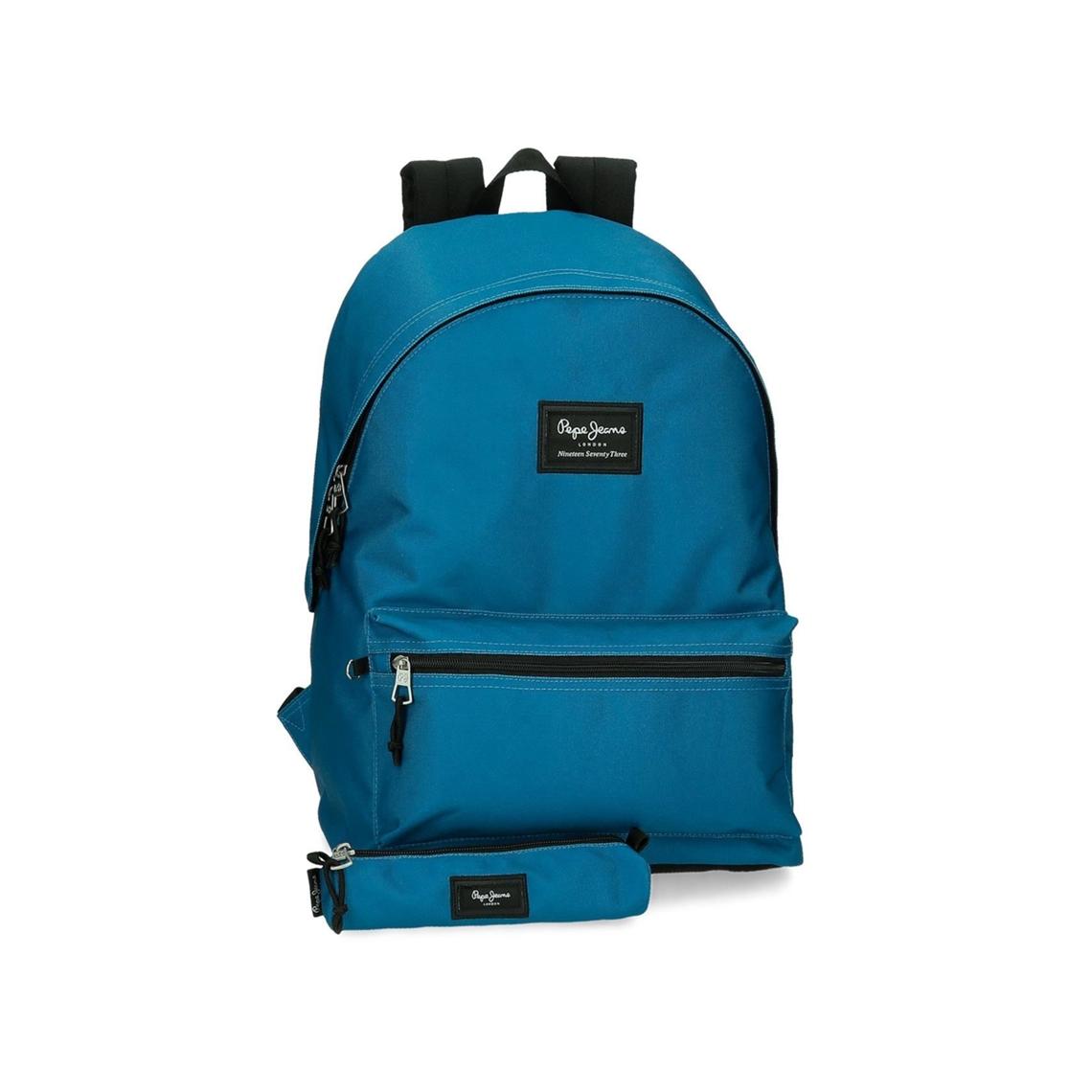 MOCHILA PEPE JEANS PORTAORDENADOR ARIS CON PORTATODO EVERGREEN AZUL - Mochila elegante y funcional para llevar tu portátil y accesorios
