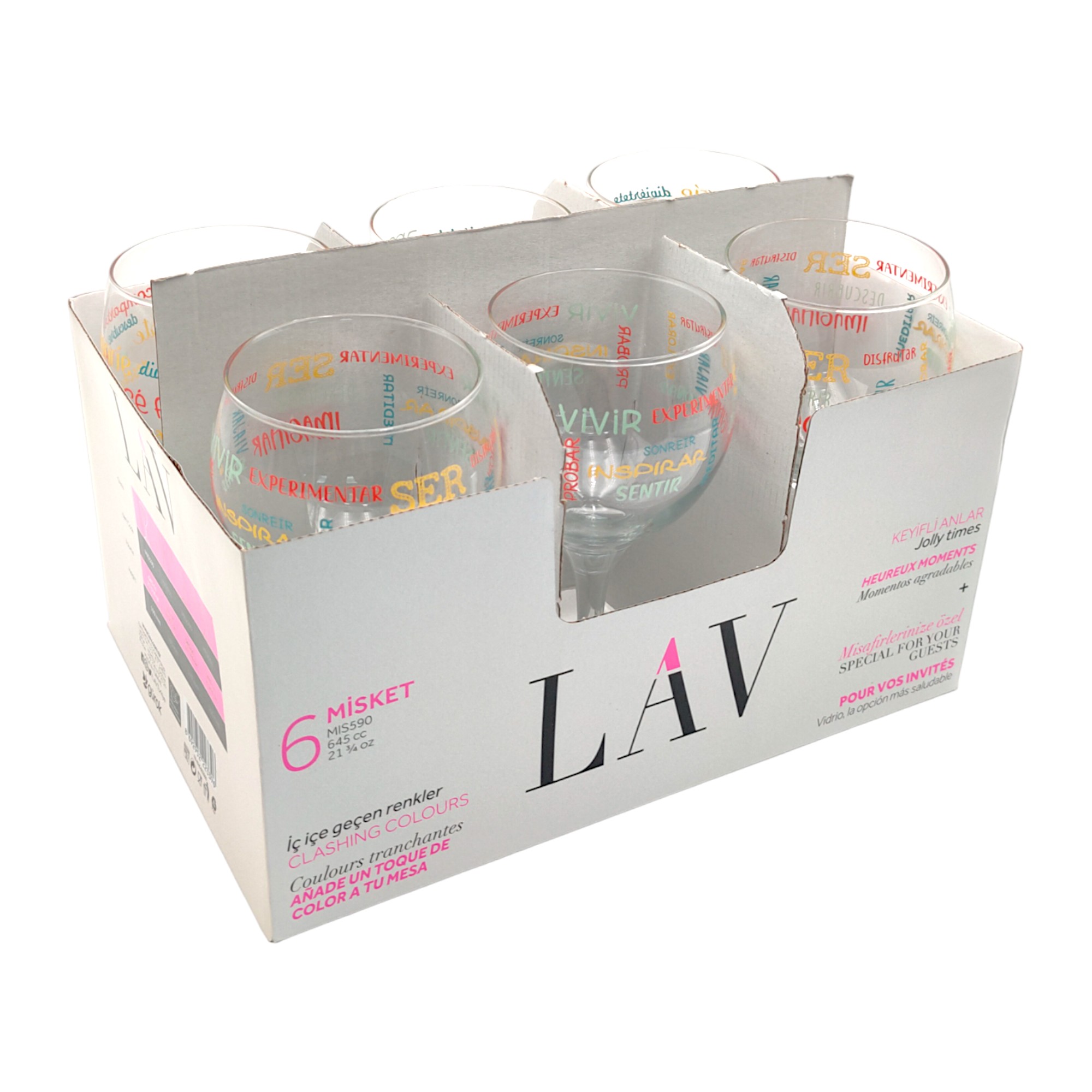 PACK DE 6 COPAS VINO CRISTAL, VASOS CLÁSICOS PARA AGUA, BEBIDAS, CÓCTELES, APTOS PARA LAVAVAJILLAS MARCA LAV | AMYSTYLE