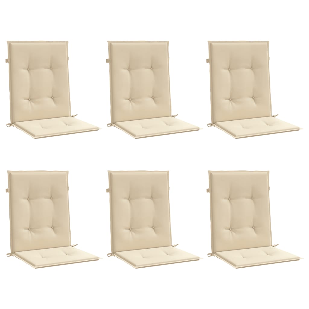 vidaXL Cojín de silla de jardín respaldo bajo 6 uds tela Oxford beige