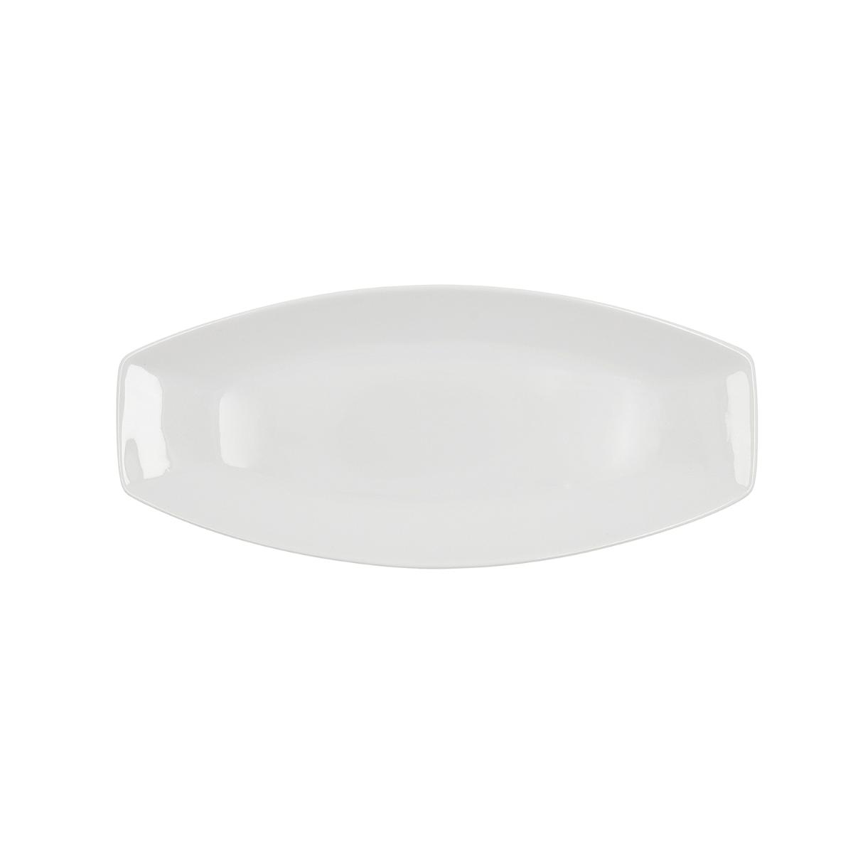 QUID GASTRO Fuente Oval Porcelana 35.5X15.8X2.8CM Blanco Brillo Blancura y resistencia para el día a día Apilable