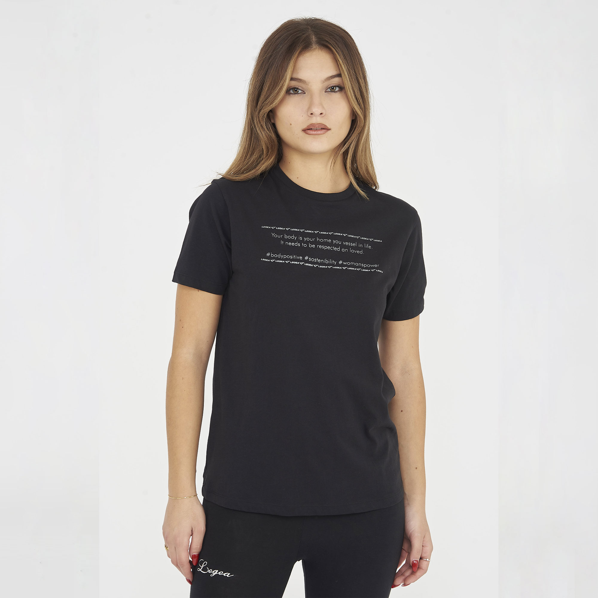 Legea T-Shirt Ganimede Donna - Cotone 100% - Fit Regular - Stampa Frontale