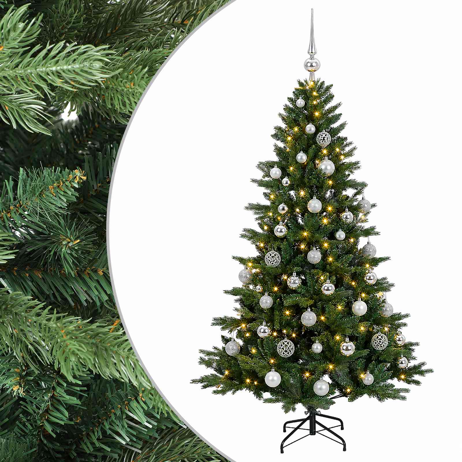 vidaXL Árbol de Navidad artificial con bolas 120 cm 150 LED
