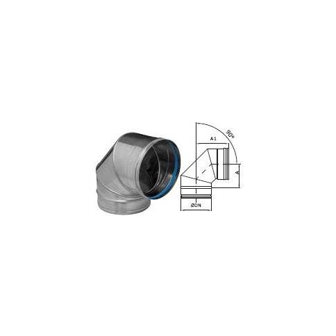 Codo inox 316 de simple pared Ø100-90º con junta. Pellets. Dinak