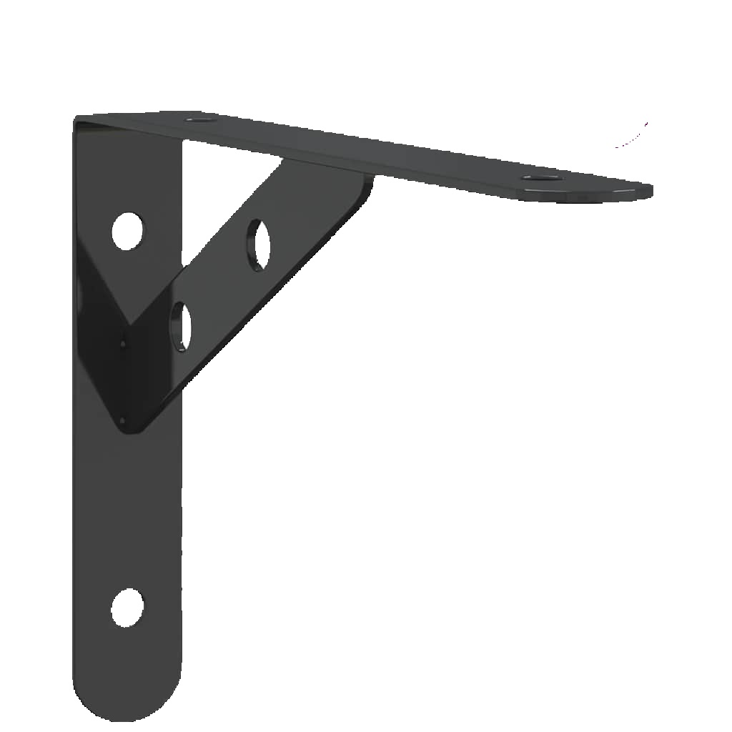vidaXL Soportes de estante 4 uds acero inoxidable negro 20x2,5x14 cm
