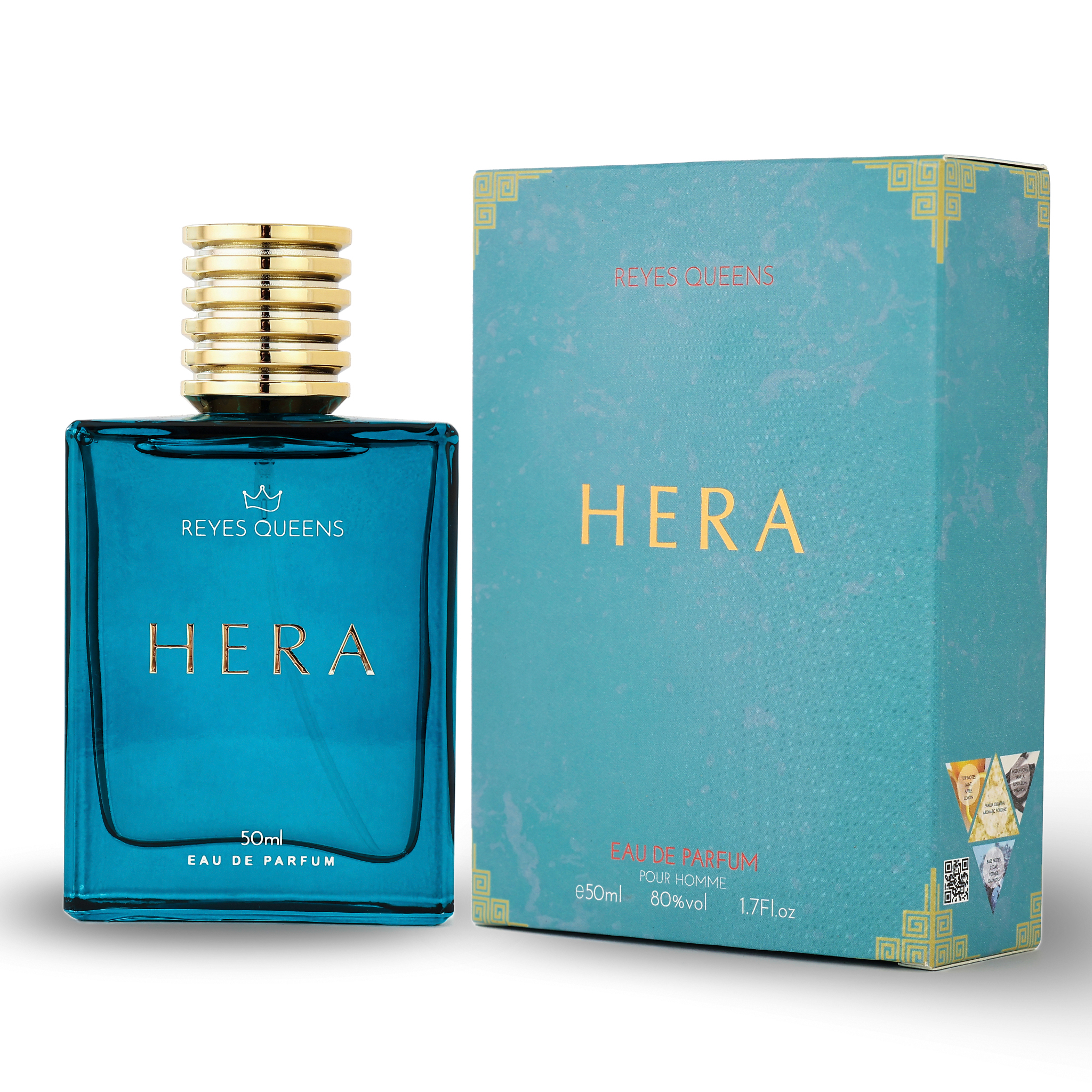 Perfume para hombre REYES QUEENS, Hera 50 ml Familia Olfativa: Fougère, Tamaño: 50 ml, Concentración: Agua de perfume, Género: Masculino