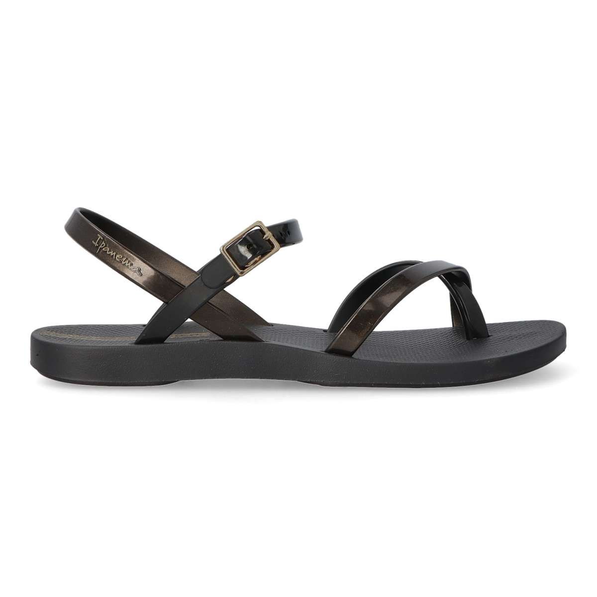 Ipanema - Sandalias de playa tiras mujer con hebilla al tobillo, suela anatómica de goma flexible y ligera, color negro