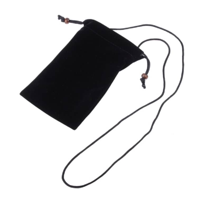 DFV mobile - Funda de Tela Paño Suave con Colgante de Cuello y Cierre por Lazo para LAVA Z61 PRO (2020) - Negra