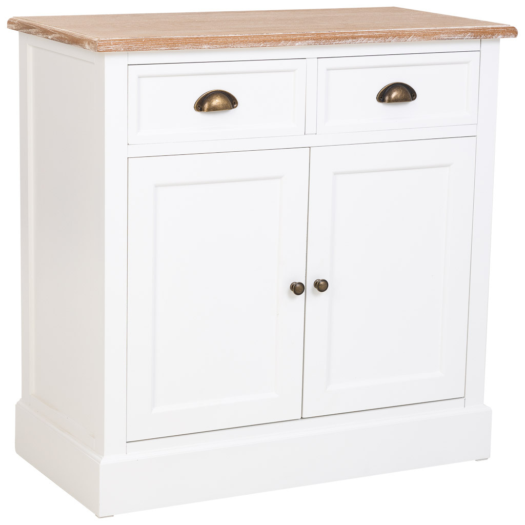 Wonderlust Deco - Recibidor de Madera blanco de 2 cajones y 2 puertas 82x39.5x80h cm Blanco 82x39.5x80h cm