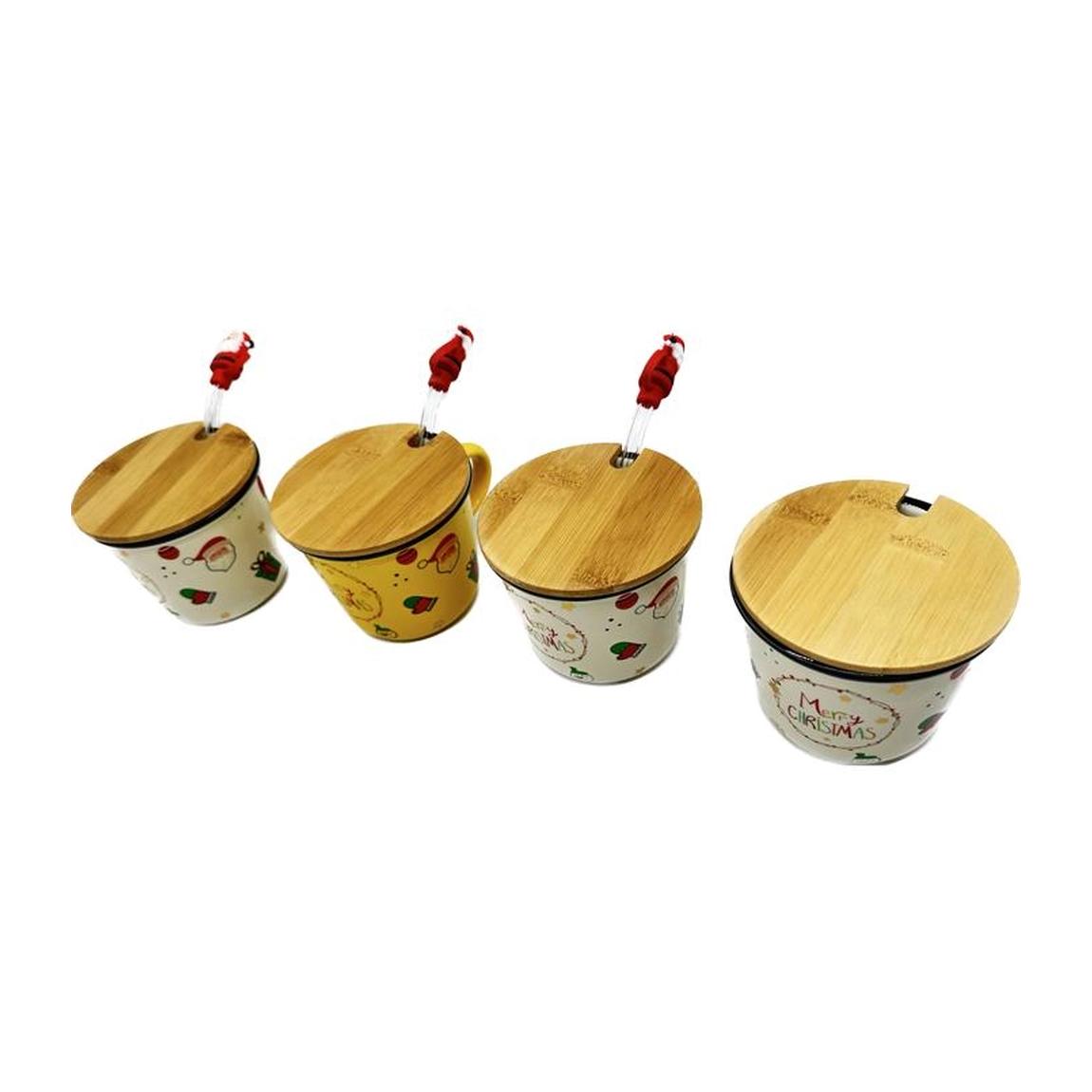 Pack de 4 Tazas Navideñas de Porcelana - Ideal para Café y Leche - Resistente a Microondas y Lavavajillas