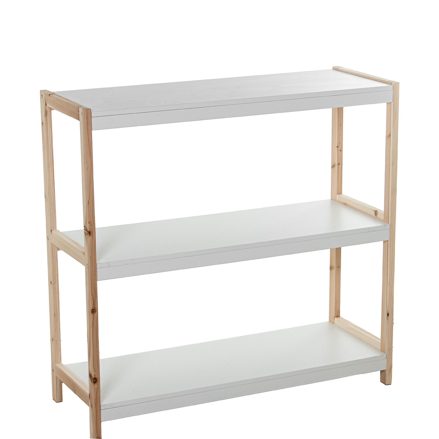 Estanteria madera 3 niveles blanco, natural 84x30x80cm
