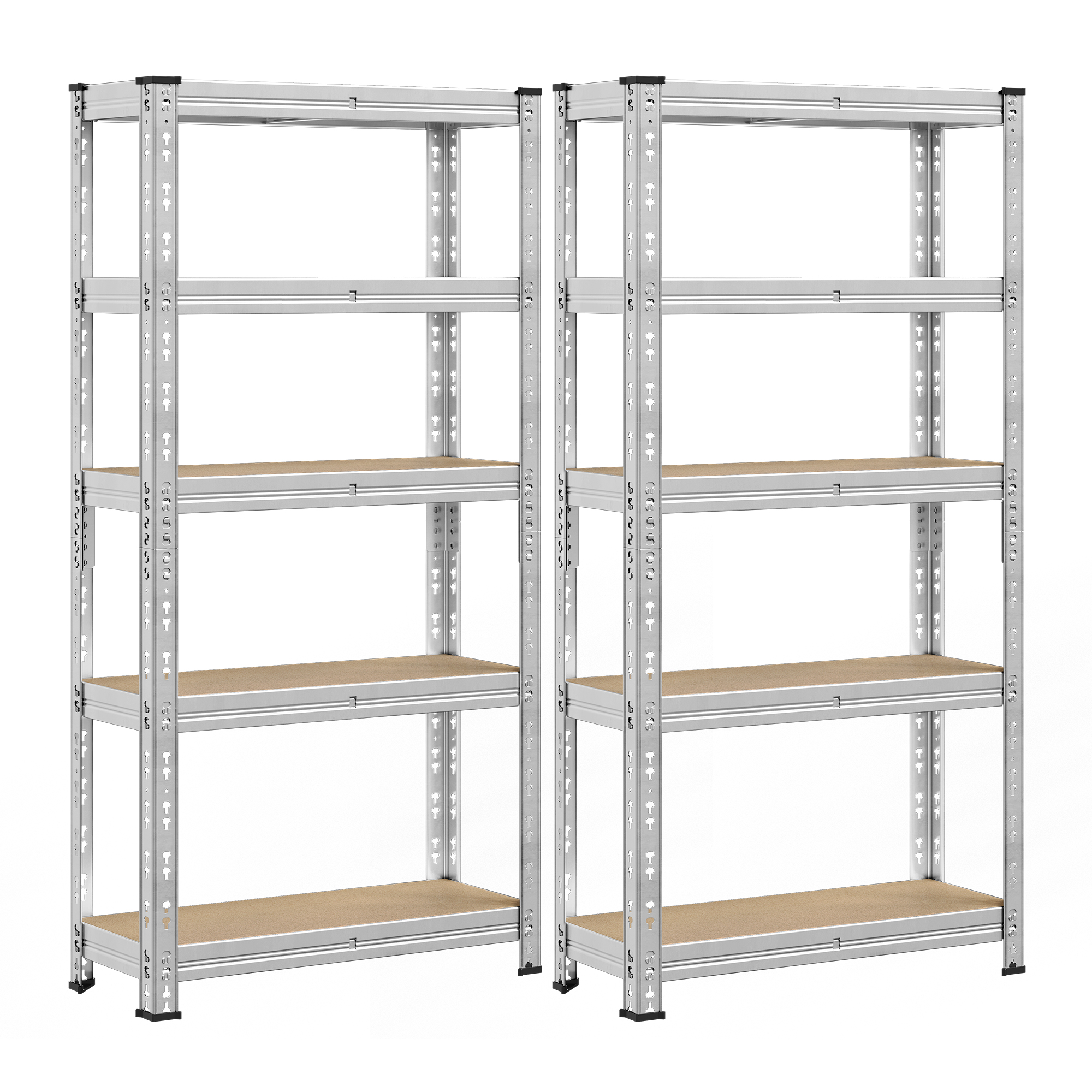 SONGMICS Estantería para Cargas Pesadas, Juego de 2, Estantería de Garaje, 30 x 75 x 150 cm, Carga hasta 875 kg, Fácil Montaje, Estantes Ajustables, Plata