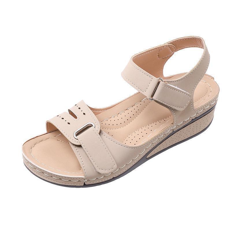 TK Sandalias de mujer de nuevo estil con Tacones de cuña, Suela Gruesa con Velcro, Talla big, sandalias de una Tira en stock