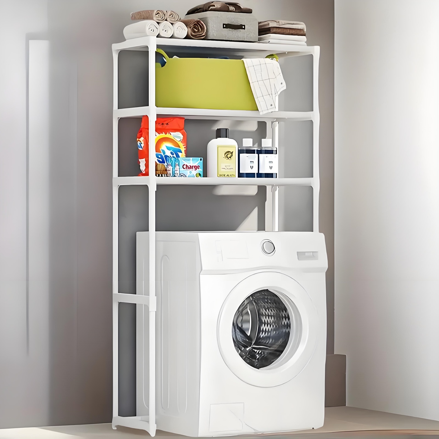 TopRed | Estanterías para Lavadora (opcional para 2ª y 3ª planta) – Estanterías de almacenamiento ahorradoras de espacio para baño y balcón. Adecuadas para detergente para ropa / detergente / ropa doblada
