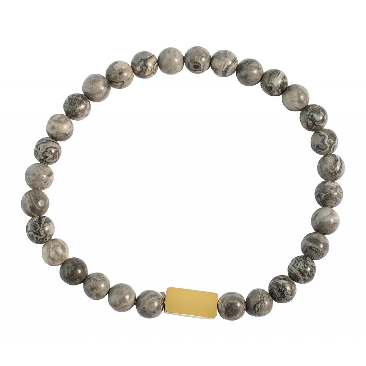 Akzent® Pulsera em Pedra Natural Jaspe com Detalhe em Aço Inoxidável - 0578