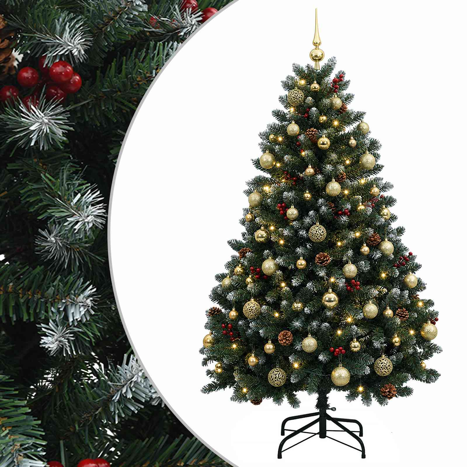vidaXL Árbol de Navidad artificial verde con bolas 150 cm 150 LED