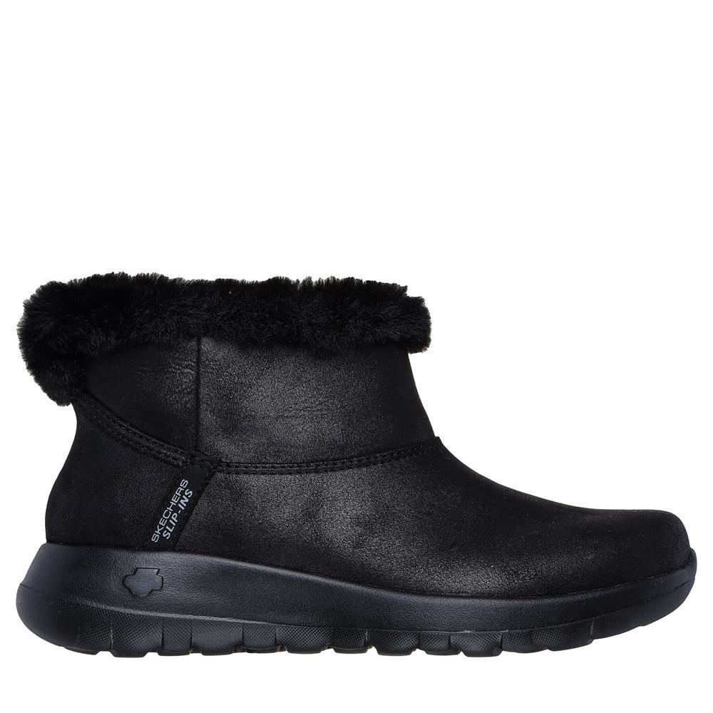 Cómoda  Botín mujer Skechers ON-THE-GO STELLAR COZY DREAM negro  Media suela 5Gen y plantilla Goga Mat mejor adaptación. Amortiguación ULTRA GO® Con Hands Free Slip-ins Altura Tacón bajo (1-3 cm) Referencia 144800-BBK
