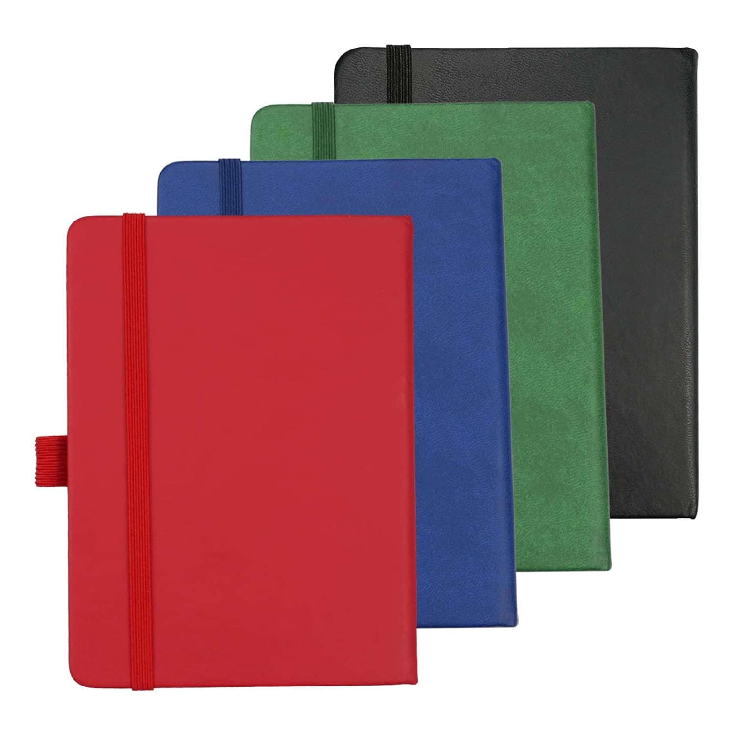【PACK 4】Libreta pequeñas de Diario, Bloc de Notas, Cuadernos A6, cuaderno pequeño de bolsillo con cintas marcadoras y cierre elástico, 160 páginas (80 hojas) 80 g/m, bloc de notas de tapa dura (4 colores, 14 x 9,5 cm)