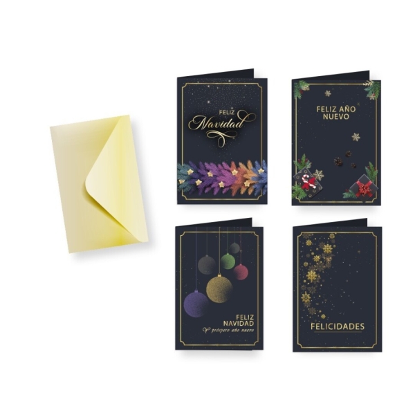 Bismark tarjeta de felicitacion navideÃ±a foil green con sobre - 4 diseÃ±os diferentes (24 uds)