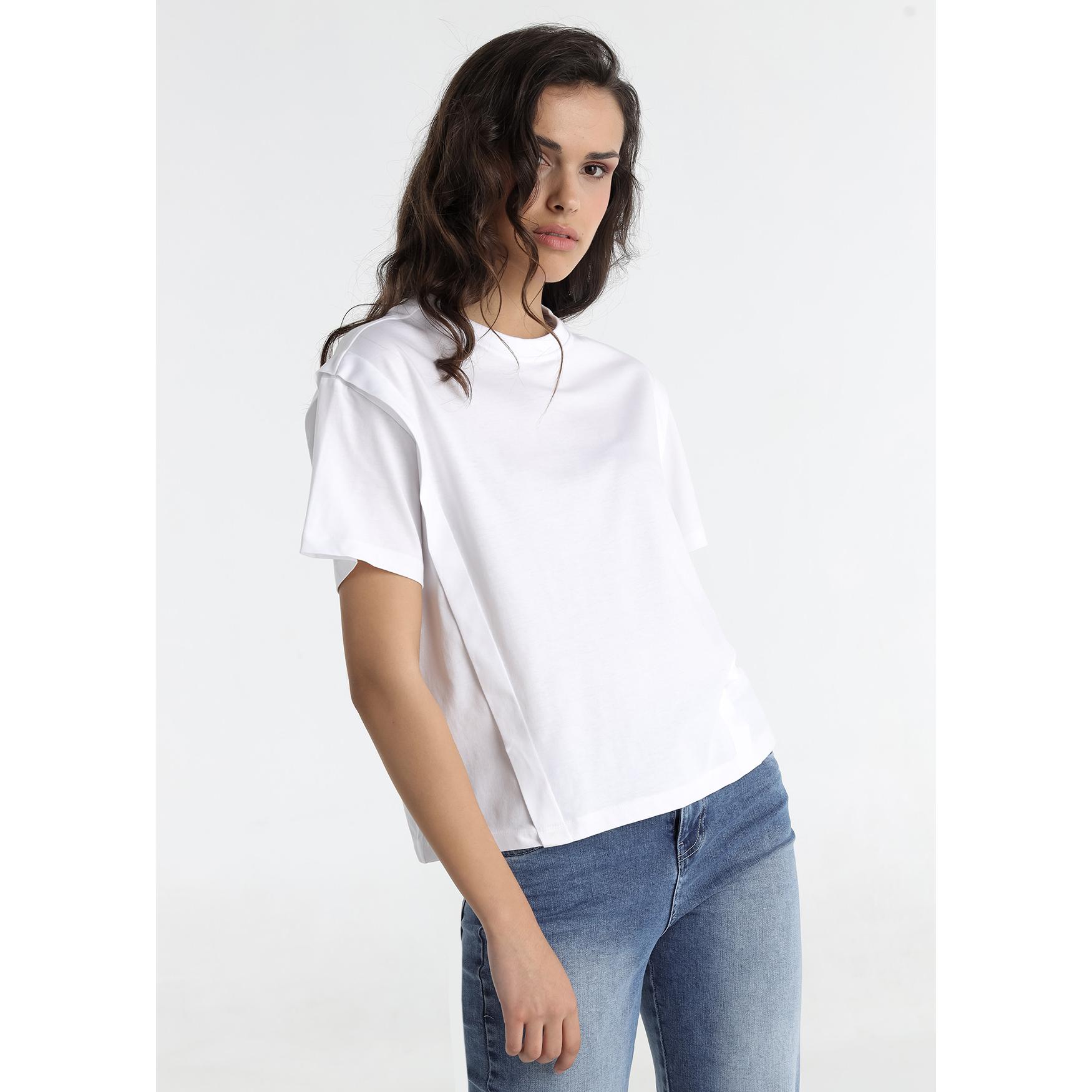 LOIS JEANS - Camiseta Pliegue Hombro Blanca